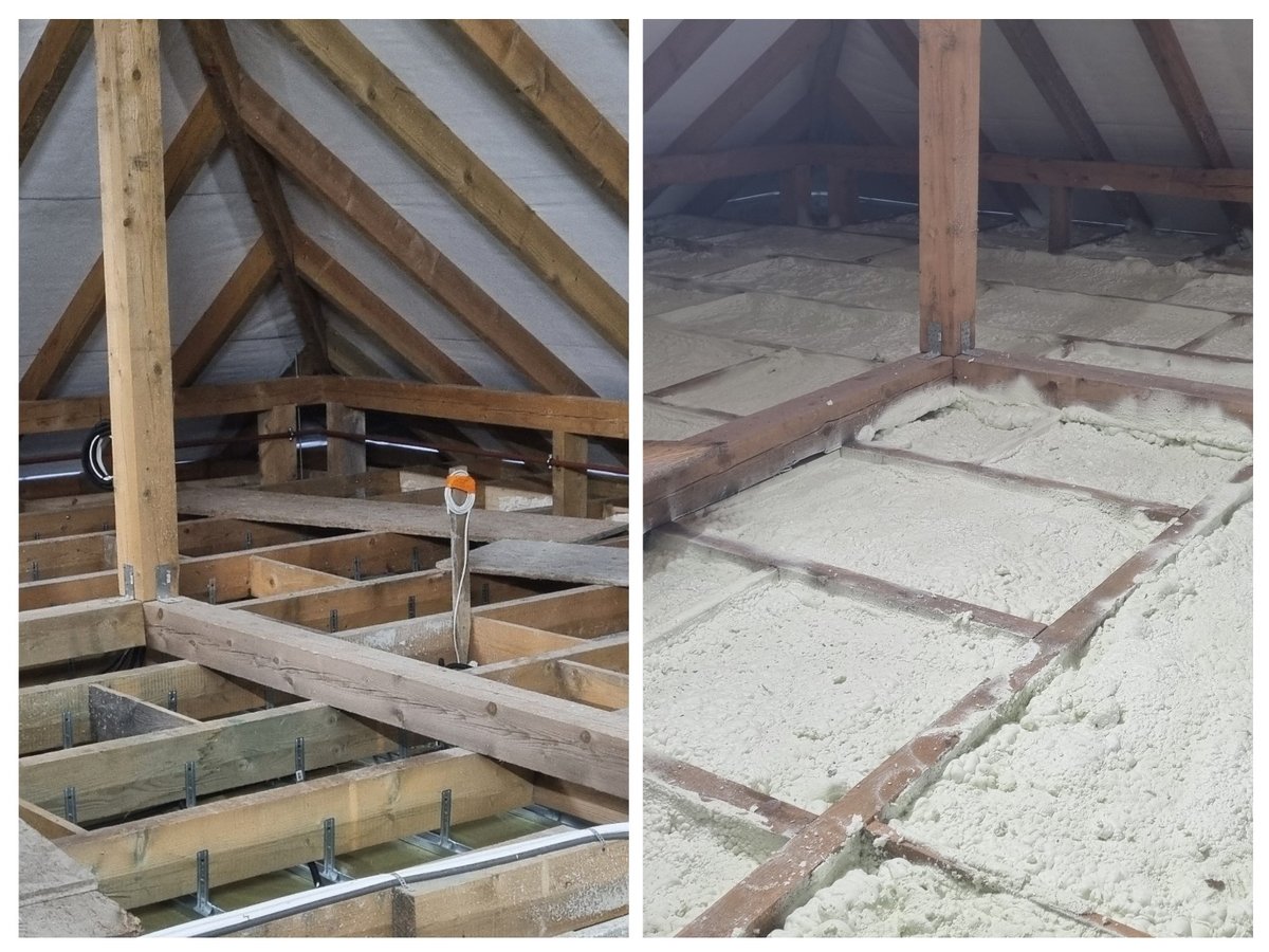 Przed i po - izolacja stropu pianą poliuretanową