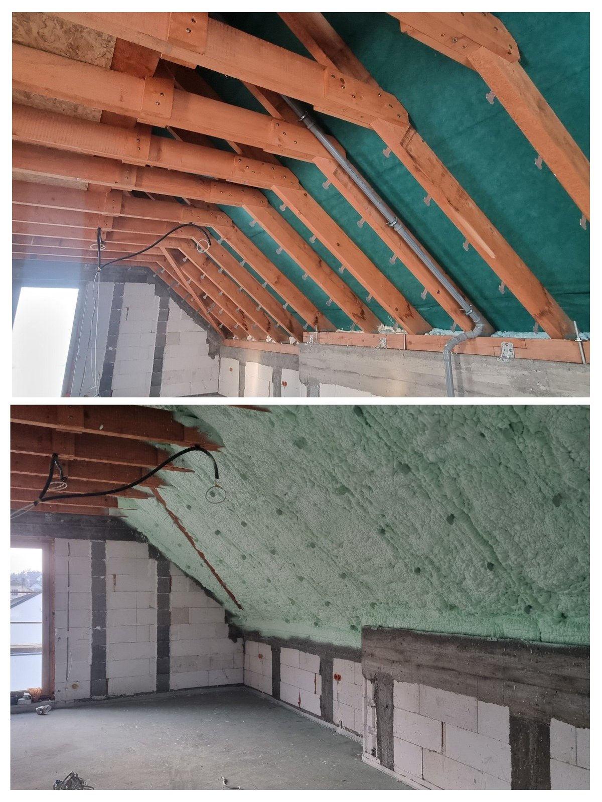 Przed i po - ocieplenie poddasza pianą natryskową